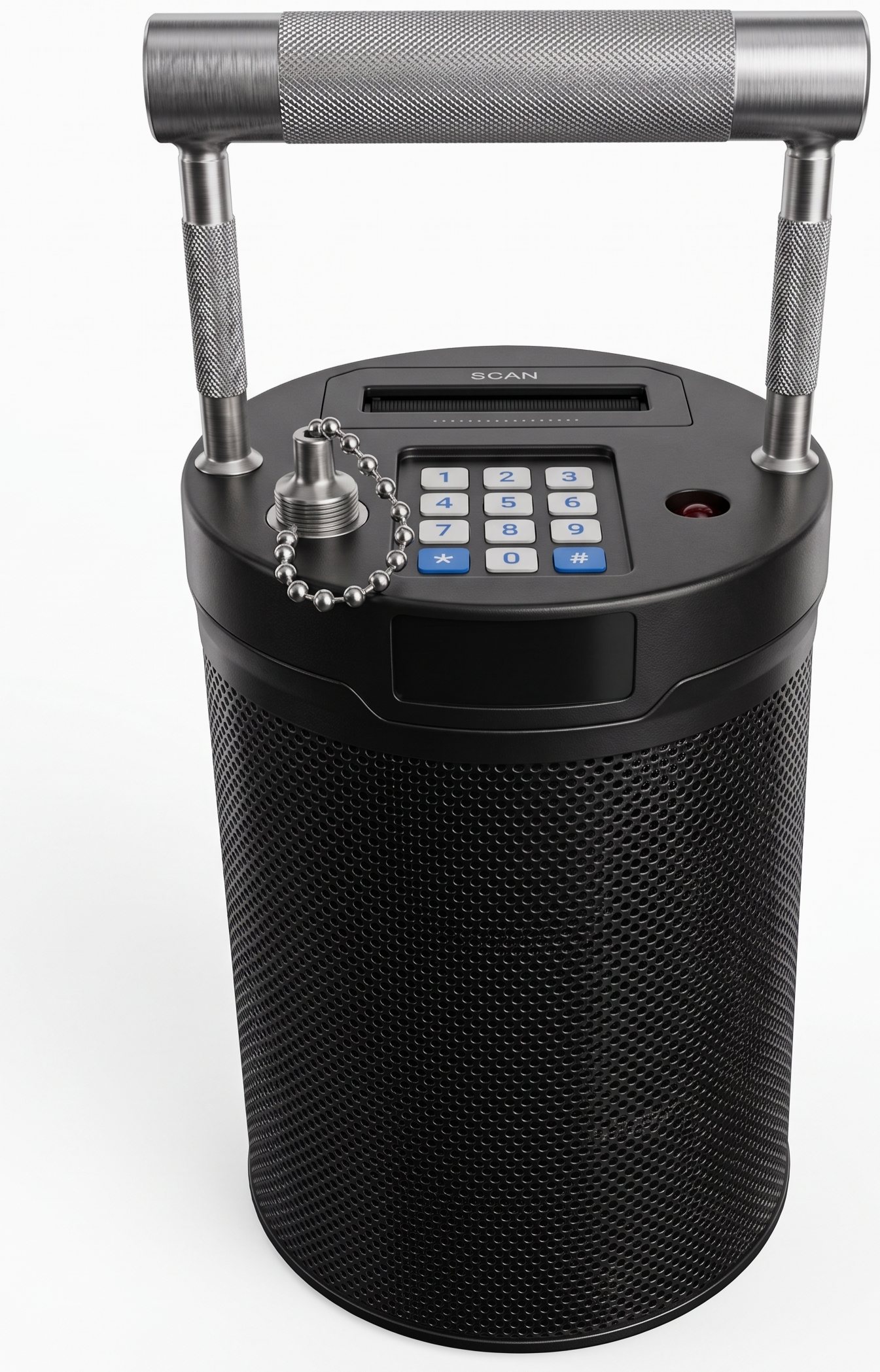 Llave grúa electrónica con asa metálica y cadena